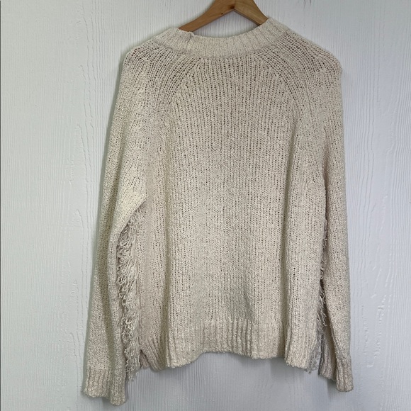 Madewell - Ivory Loop Edge Long Sleeve Chunky Crewneck Sweater Size Large - Picture 11 of 11